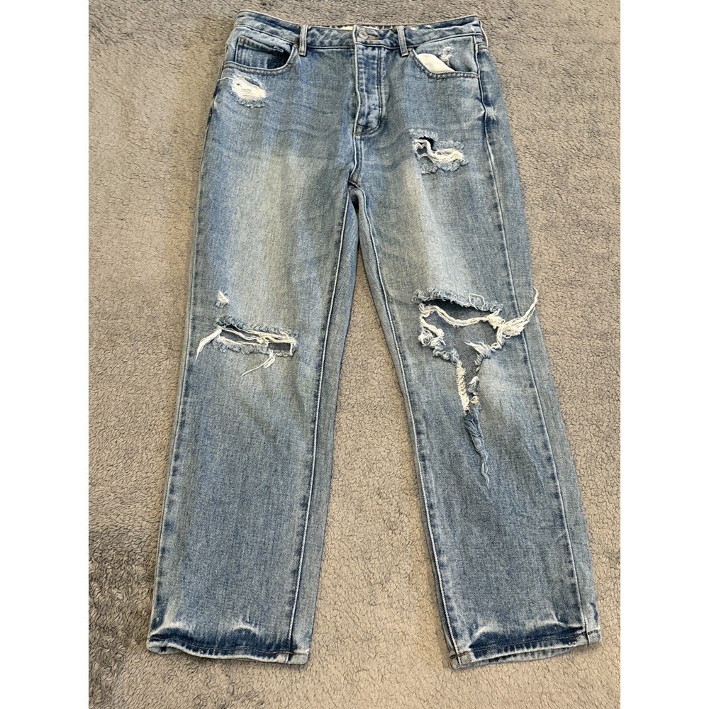 PacSun Jeans Womens 26 Light Wash Blue Denim Mom Jean Faded Distressed